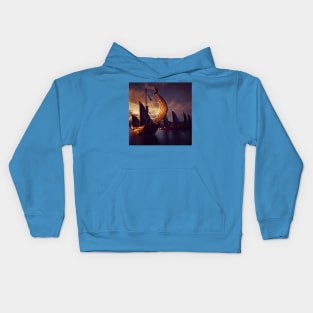 Viking Raiders on Longships Kids Hoodie